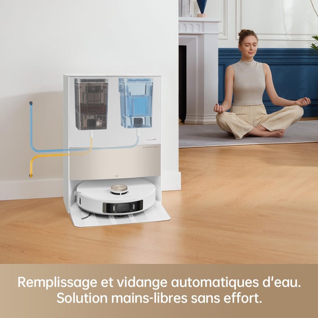 Dreame L10 Prime Robot Aspirateur Laveur avec Ascenseur de Serpillière de 7mm, Nettoyage Automatique, Navigation LDS, Cartographie 3D, 4000Pa dAspiration, WiFi/APP/Alexa pour Poils Animaux, Tapis