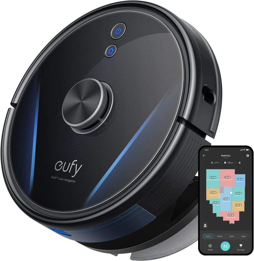 eufy by Anker RoboVac LR30 Hybrid Aspirateur Robot Laveur, Aspiration Ultra Puissante 3 000 Pa, Navigation Laser iPath™, Cartographie Multi-étages, Réservoir d’Eau contrôlable, Compatible Alexa