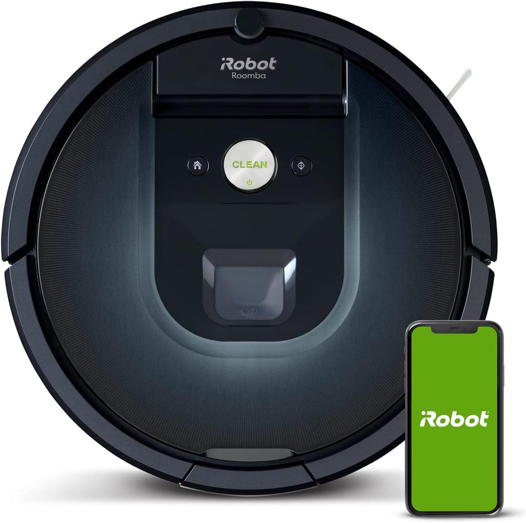 irobot Roomba 981, aspirateur Robot, idéal pour Les Tapis avec Forte Puissance daspiration, avec Power Boost, Navigation Plusieurs pièces, connecté en WiFi et programmable Via Application Noir