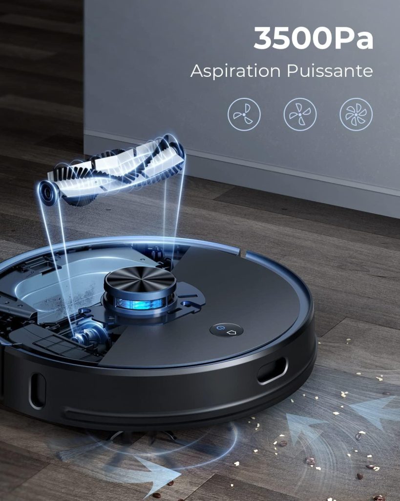 Laresar Aspirateur Robot, Laveur de Sol 3500Pa 3 en 1 avec Station dauto-vidage,Compatible avec Alexa/APP,Navigation LIDAR,Carte Modifiable,Nettoyage Personnalisé,pour Poil danimaux