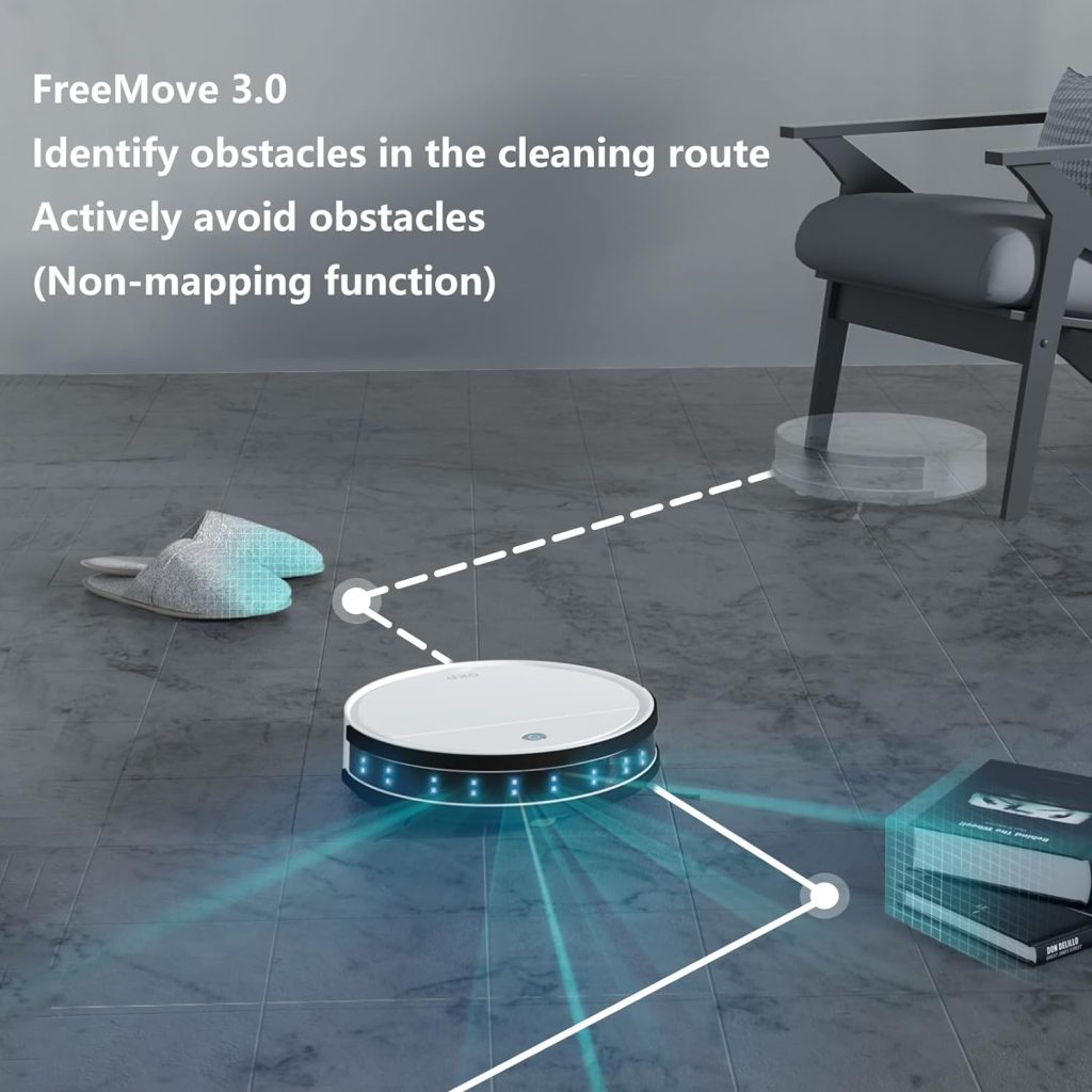 OKP Aspirateur Robot, Mini Automatique Silencieux Robot Aspirateur, Programmable 3 Modes daspirations Aspirateur pour Chien Tapis, Connecté avec WiFi/Alexa/App