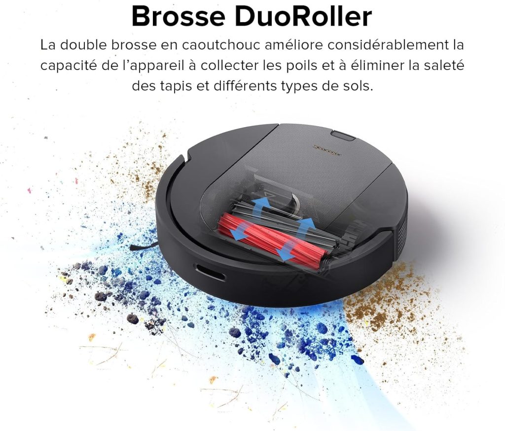 roborock Q5 Pro Aspirateur Laveur Robot et Brosse DuoRoller, Aspiration 5500Pa, Bac à poussière de 770ml, Réservoir 180ml, Robot Aspirateur sans Fil, Navigation LiDAR PreciSense, App/Alexa Noir